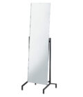 Kyasha : Rack C stand mirror zinc plated and black leather